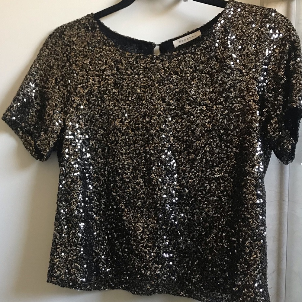 Phanuel Gold Sequined Top